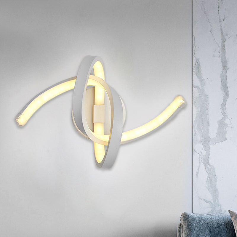 Knotted Linear Wall Mounted Light Modernist Metallic LED White Wall Sconce Lighting White Clearhalo 'Cast Iron' 'Glass' 'Industrial' 'Modern wall lights' 'Modern' 'Tiffany' 'Traditional wall lights' 'Wall Lamps & Sconces' 'Wall Lights' Lighting' 1771064