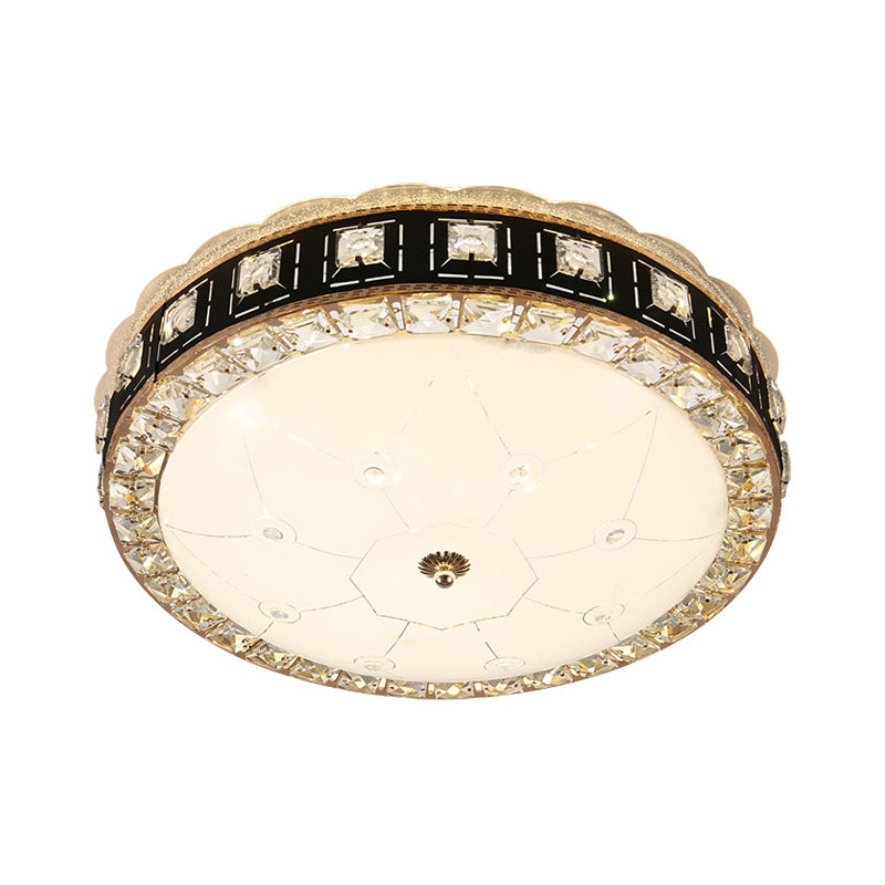 Black/Gold Bowl Ceiling Flush Simple LED Crystal Flush Mount Lighting with Octagonal/Grid Pattern for Dining Room Clearhalo 'Ceiling Lights' 'Close To Ceiling Lights' 'Close to ceiling' 'Flush mount' Lighting' 1771091