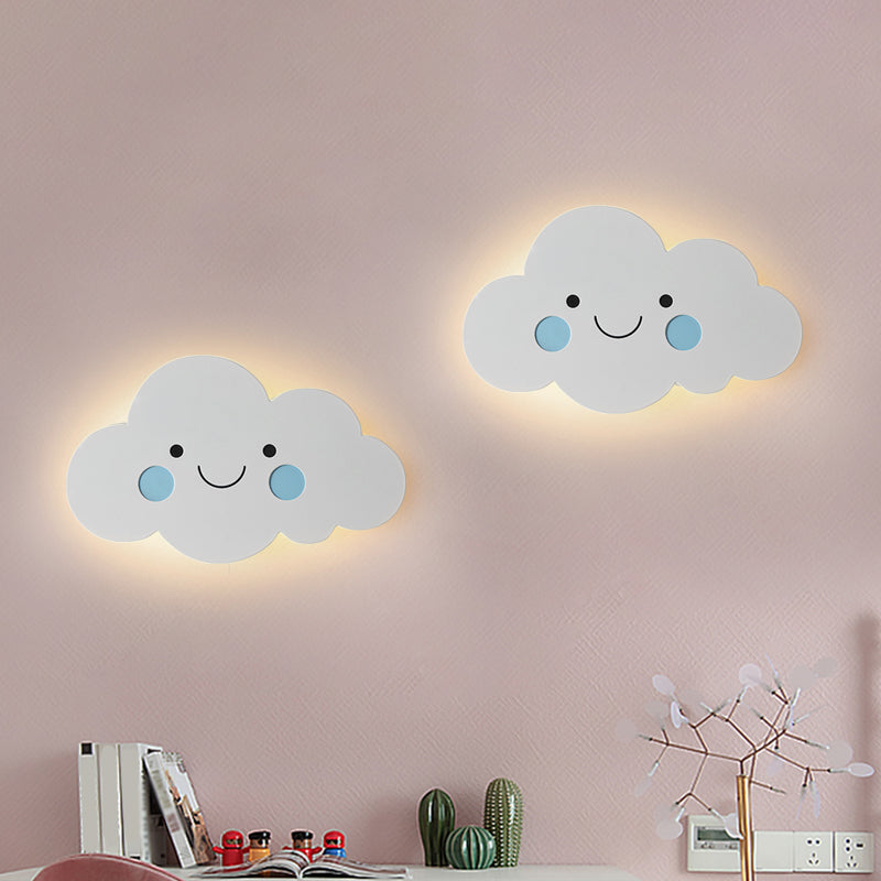 Metal Cloud-Shaped Wall Lighting Modern Style Pink/Blue Finish LED Sconce Light for Bedroom Blue Clearhalo 'Wall Lamps & Sconces' 'Wall Lights' Lighting' 1771130