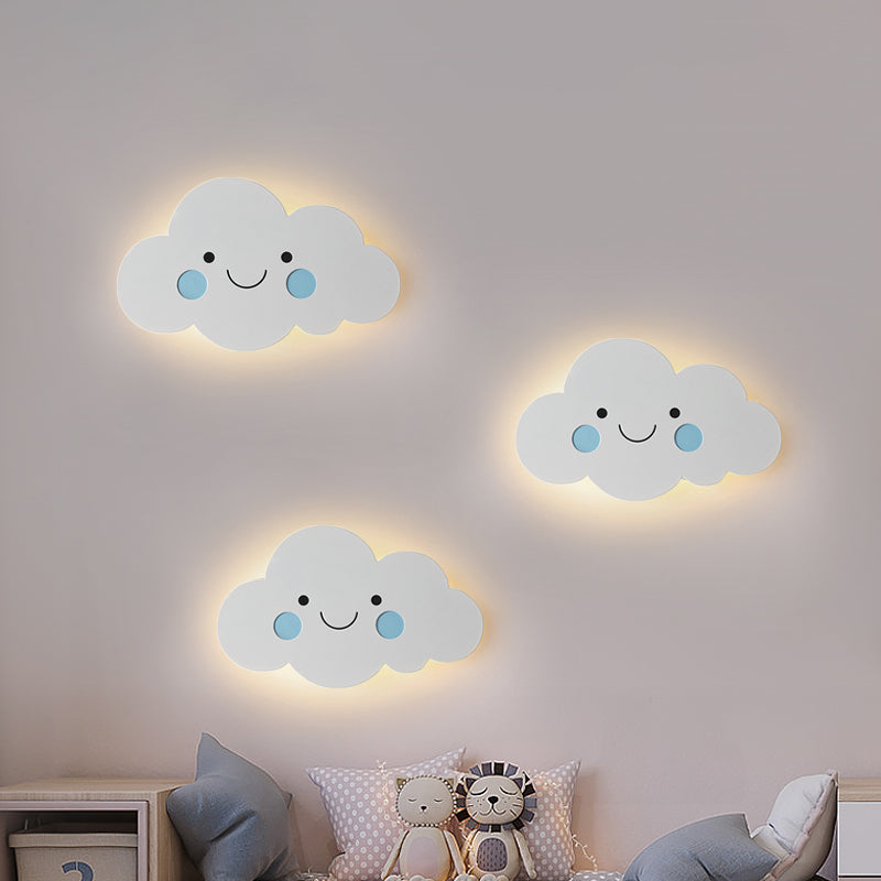 Metal Cloud-Shaped Wall Lighting Modern Style Pink/Blue Finish LED Sconce Light for Bedroom Clearhalo 'Wall Lamps & Sconces' 'Wall Lights' Lighting' 1771131