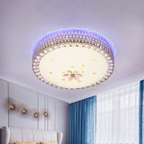 Opal Glass Bowl Flush Mount Light Simple Gold Floral Patterned LED Close to Ceiling Lamp in Multi Color/Blue Light Clearhalo 'Ceiling Lights' 'Close To Ceiling Lights' 'Close to ceiling' 'Flush mount' Lighting' 1771152