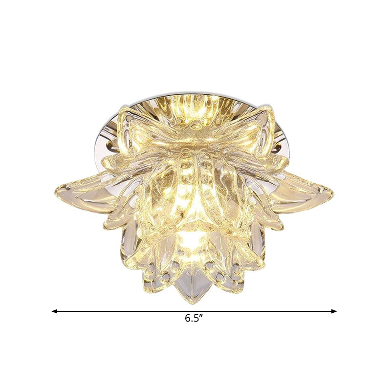 Minimal Flower Ceiling Mounted Fixture Clear Crystal LED Porch Flush Mount Light in Warm/White Light Clearhalo 'Ceiling Lights' 'Close To Ceiling Lights' 'Close to ceiling' 'Flush mount' Lighting' 1771158