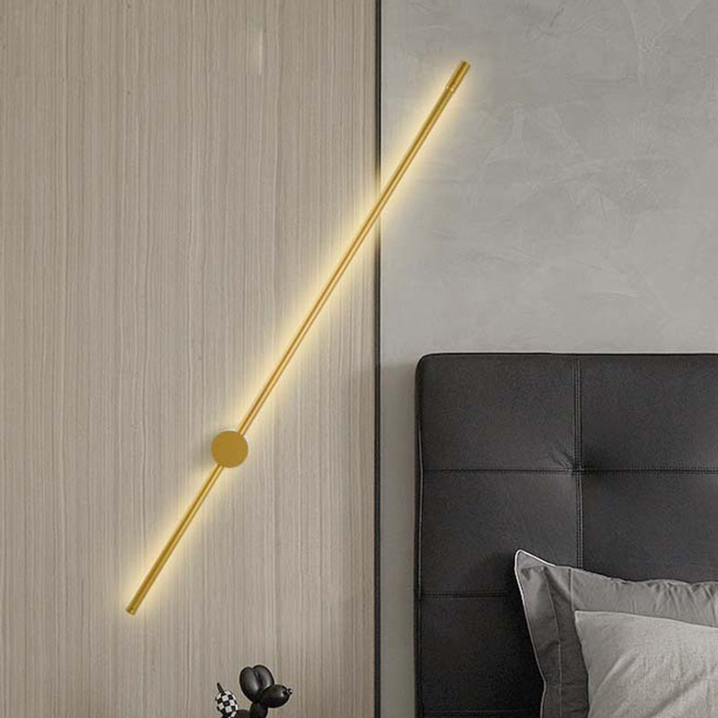 Minimalist Linear Wall Lighting Ideas Metal 47"/57" Width LED Bedside Wall Light Sconce in Gold Clearhalo 'Cast Iron' 'Glass' 'Industrial' 'Modern wall lights' 'Modern' 'Tiffany' 'Traditional wall lights' 'Wall Lamps & Sconces' 'Wall Lights' Lighting' 1771168