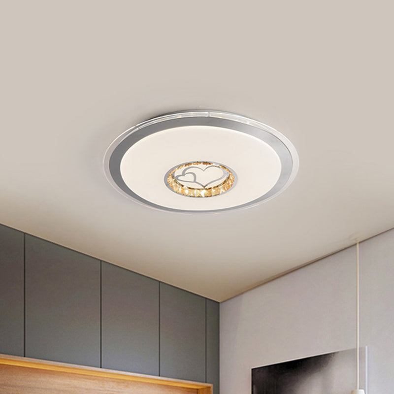 Disc Acrylic Ceiling Mounted Fixture Modernity LED White Flushmount Light with Loving Heart Pattern for Bedroom Clearhalo 'Ceiling Lights' 'Close To Ceiling Lights' 'Close to ceiling' 'Flush mount' Lighting' 1771199