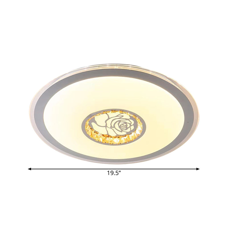 Disc Acrylic Ceiling Mounted Fixture Modernity LED White Flushmount Light with Loving Heart Pattern for Bedroom Clearhalo 'Ceiling Lights' 'Close To Ceiling Lights' 'Close to ceiling' 'Flush mount' Lighting' 1771201