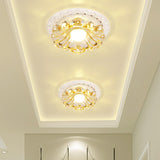 Simplicity LED Ceiling Light White Round/Square Flushmount with Flower Crystal Shade in Warm/White Light White Round Clearhalo 'Ceiling Lights' 'Close To Ceiling Lights' 'Close to ceiling' 'Flush mount' Lighting' 1771206