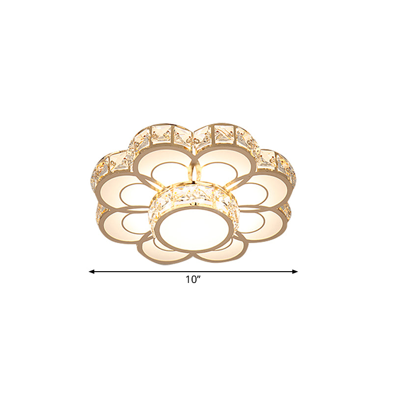 Flower Ceiling Mounted Light Simplicity Beveled Crystal 10"/12" Width LED Gold Flush Mount Fixture Clearhalo 'Ceiling Lights' 'Close To Ceiling Lights' 'Close to ceiling' 'Flush mount' Lighting' 1771278