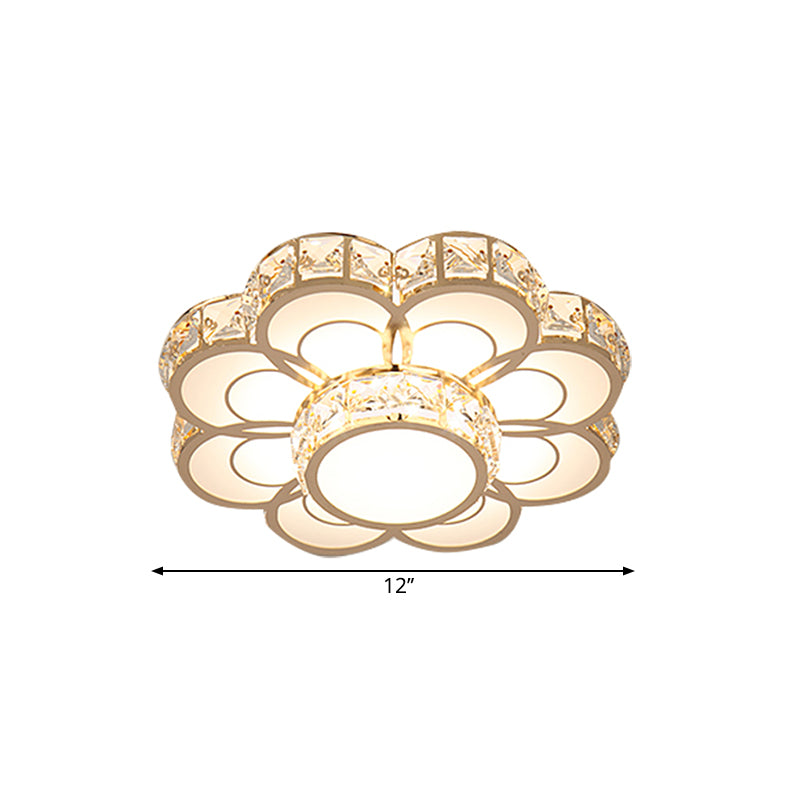 Flower Ceiling Mounted Light Simplicity Beveled Crystal 10"/12" Width LED Gold Flush Mount Fixture Clearhalo 'Ceiling Lights' 'Close To Ceiling Lights' 'Close to ceiling' 'Flush mount' Lighting' 1771279