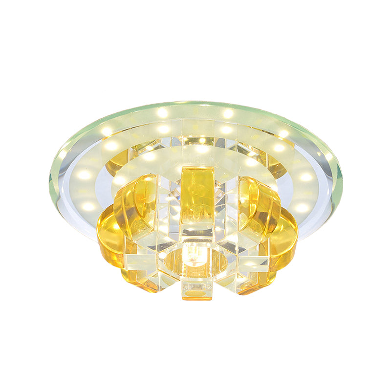 Minimal Pumpkin Flush Mount Faceted Crystal LED Corridor Close to Ceiling Light in Gold Clearhalo 'Ceiling Lights' 'Close To Ceiling Lights' 'Close to ceiling' 'Flush mount' Lighting' 1771310