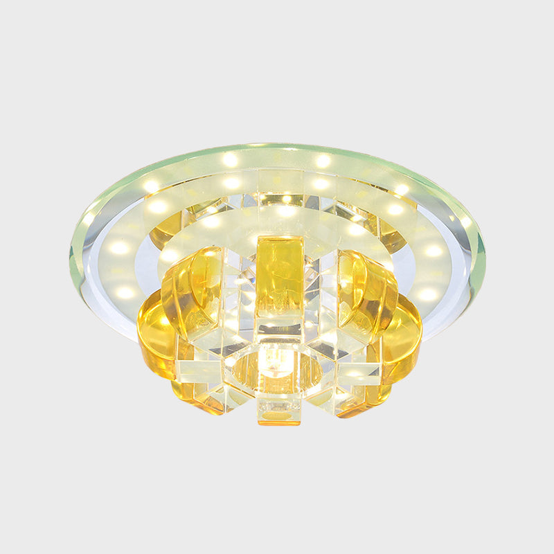 Minimal Pumpkin Flush Mount Faceted Crystal LED Corridor Close to Ceiling Light in Gold Clearhalo 'Ceiling Lights' 'Close To Ceiling Lights' 'Close to ceiling' 'Flush mount' Lighting' 1771311