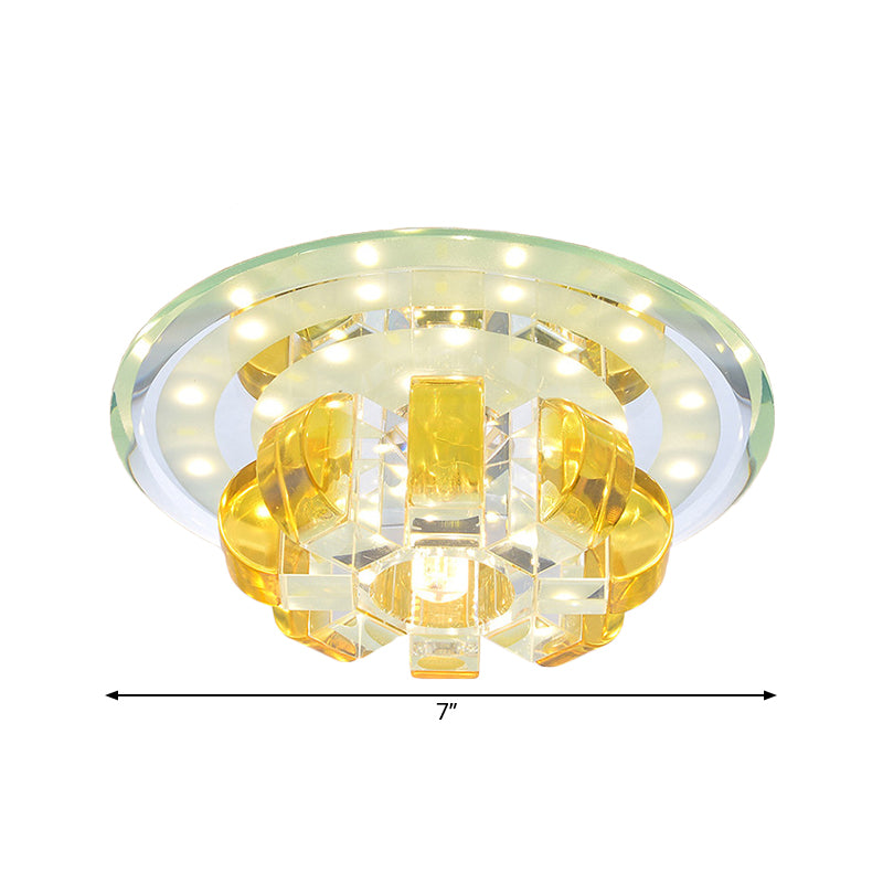 Minimal Pumpkin Flush Mount Faceted Crystal LED Corridor Close to Ceiling Light in Gold Clearhalo 'Ceiling Lights' 'Close To Ceiling Lights' 'Close to ceiling' 'Flush mount' Lighting' 1771312