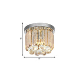 Crystal Cylinder Flush Mount Light Fixture Modern Style LED Ceiling Lamp in Chrome, 8"/12" Dia Clearhalo 'Ceiling Lights' 'Close To Ceiling Lights' 'Close to ceiling' 'Flush mount' Lighting' 1771345