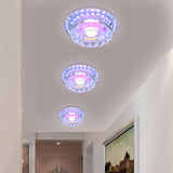 Modernism Circular Flush Light Fixture Clear Crystal LED Hallway Ceiling Lighting in 3 Color/Multi Color Light Clearhalo 'Ceiling Lights' 'Close To Ceiling Lights' 'Close to ceiling' 'Flush mount' Lighting' 1771368