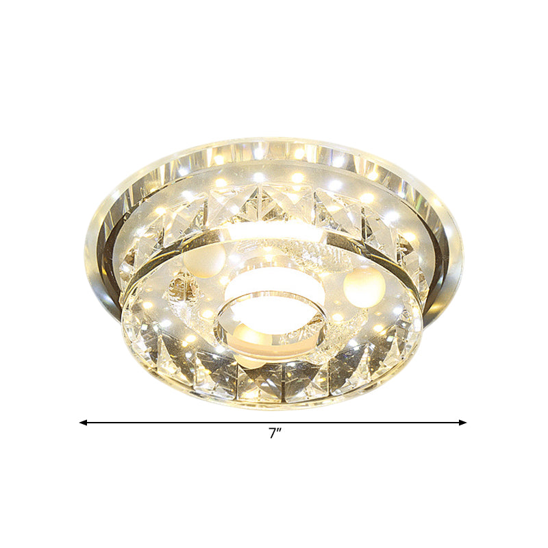 Modernism Circular Flush Light Fixture Clear Crystal LED Hallway Ceiling Lighting in 3 Color/Multi Color Light Clearhalo 'Ceiling Lights' 'Close To Ceiling Lights' 'Close to ceiling' 'Flush mount' Lighting' 1771370