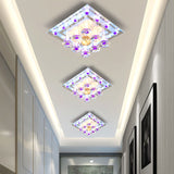 Square Crystal Ceiling Fixture Contemporary 7"/9.5" W LED Purple Flush Mount Light in Warm/White Light for Corridor Purple Clearhalo 'Ceiling Lights' 'Close To Ceiling Lights' 'Close to ceiling' 'Flush mount' Lighting' 1771371