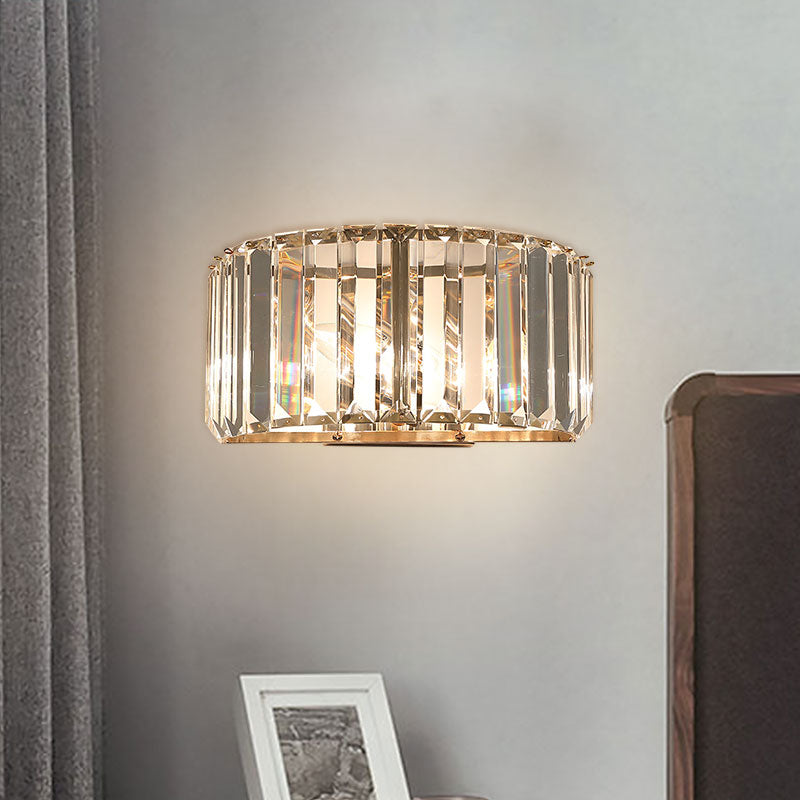 Modern Hemisphere Wall Lighting Faceted Crystal 1-Head Bedroom Wall Sconce in Gold Gold Clearhalo 'Modern wall lights' 'Modern' 'Wall Lamps & Sconces' 'Wall Lights' Lighting' 1771388