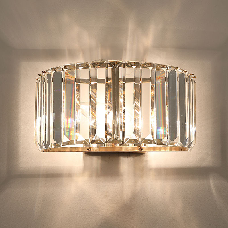 Modern Hemisphere Wall Lighting Faceted Crystal 1-Head Bedroom Wall Sconce in Gold Clearhalo 'Modern wall lights' 'Modern' 'Wall Lamps & Sconces' 'Wall Lights' Lighting' 1771390