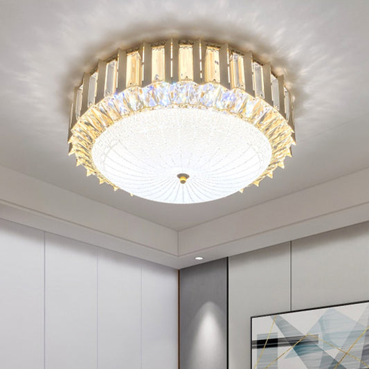 Clear Crystal Bowl Ceiling Fixture Contemporary LED Gold Flush Mount Lighting for Bedroom Gold Clearhalo 'Ceiling Lights' 'Close To Ceiling Lights' 'Close to ceiling' 'Flush mount' Lighting' 1771432