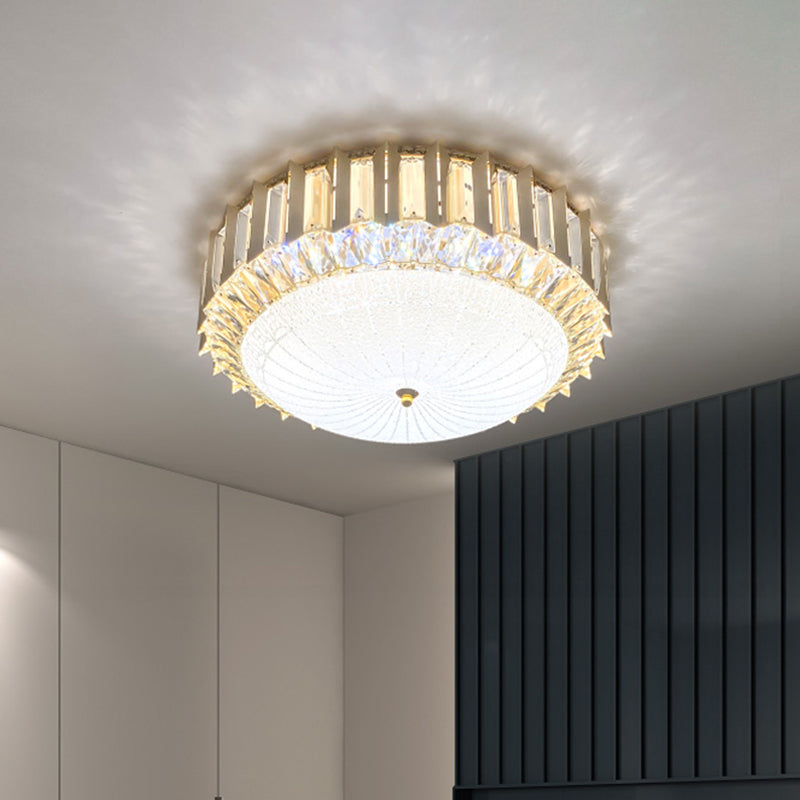 Clear Crystal Bowl Ceiling Fixture Contemporary LED Gold Flush Mount Lighting for Bedroom Clearhalo 'Ceiling Lights' 'Close To Ceiling Lights' 'Close to ceiling' 'Flush mount' Lighting' 1771433