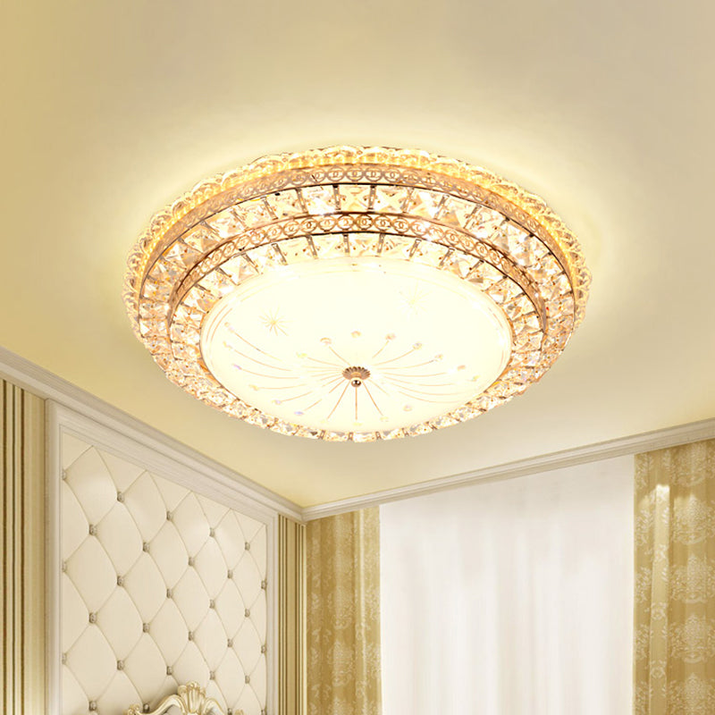 LED Bedroom Flush Mount Modern Gold Ceiling Light Fixture with Bowl Faceted Crystal Shade Gold Clearhalo 'Ceiling Lights' 'Close To Ceiling Lights' 'Close to ceiling' 'Flush mount' Lighting' 1771450