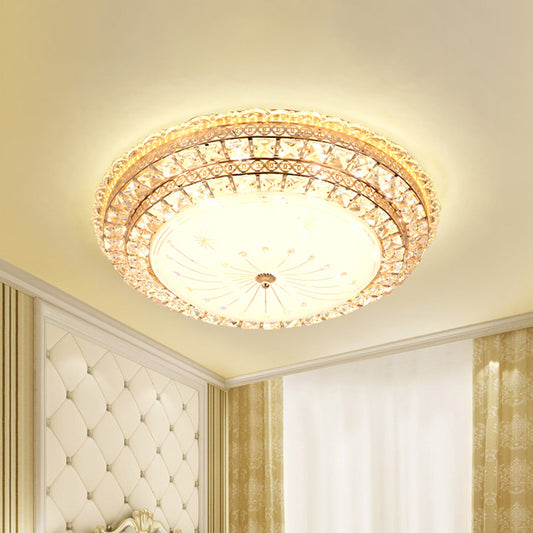 LED Bedroom Flush Mount Modern Gold Ceiling Light Fixture with Bowl Faceted Crystal Shade Gold Clearhalo 'Ceiling Lights' 'Close To Ceiling Lights' 'Close to ceiling' 'Flush mount' Lighting' 1771450