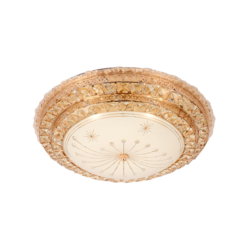 LED Bedroom Flush Mount Modern Gold Ceiling Light Fixture with Bowl Faceted Crystal Shade Clearhalo 'Ceiling Lights' 'Close To Ceiling Lights' 'Close to ceiling' 'Flush mount' Lighting' 1771452