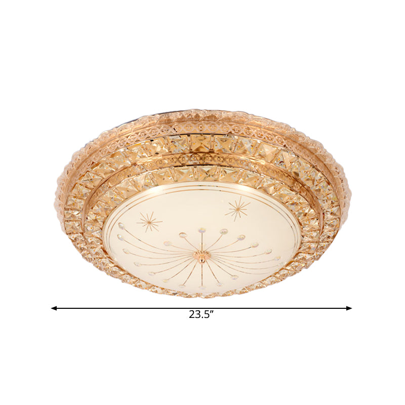 LED Bedroom Flush Mount Modern Gold Ceiling Light Fixture with Bowl Faceted Crystal Shade Clearhalo 'Ceiling Lights' 'Close To Ceiling Lights' 'Close to ceiling' 'Flush mount' Lighting' 1771453