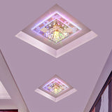 Rhombus Flush Mount Ceiling Light Modern Clear Crystal LED Hallway Lighting Fixture in Warm/White/Multi Color Light Chrome Clearhalo 'Ceiling Lights' 'Close To Ceiling Lights' 'Close to ceiling' 'Flush mount' Lighting' 1771459