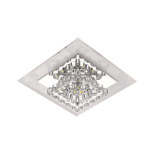 Rhombus Flush Mount Ceiling Light Modern Clear Crystal LED Hallway Lighting Fixture in Warm/White/Multi Color Light Clearhalo 'Ceiling Lights' 'Close To Ceiling Lights' 'Close to ceiling' 'Flush mount' Lighting' 1771461