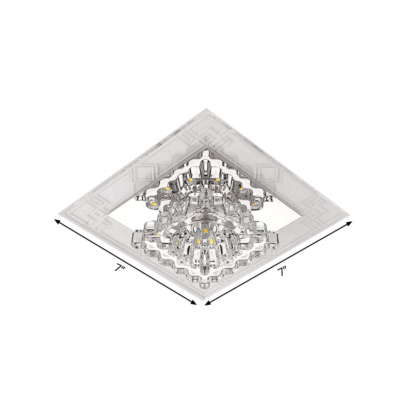 Rhombus Flush Mount Ceiling Light Modern Clear Crystal LED Hallway Lighting Fixture in Warm/White/Multi Color Light Clearhalo 'Ceiling Lights' 'Close To Ceiling Lights' 'Close to ceiling' 'Flush mount' Lighting' 1771462