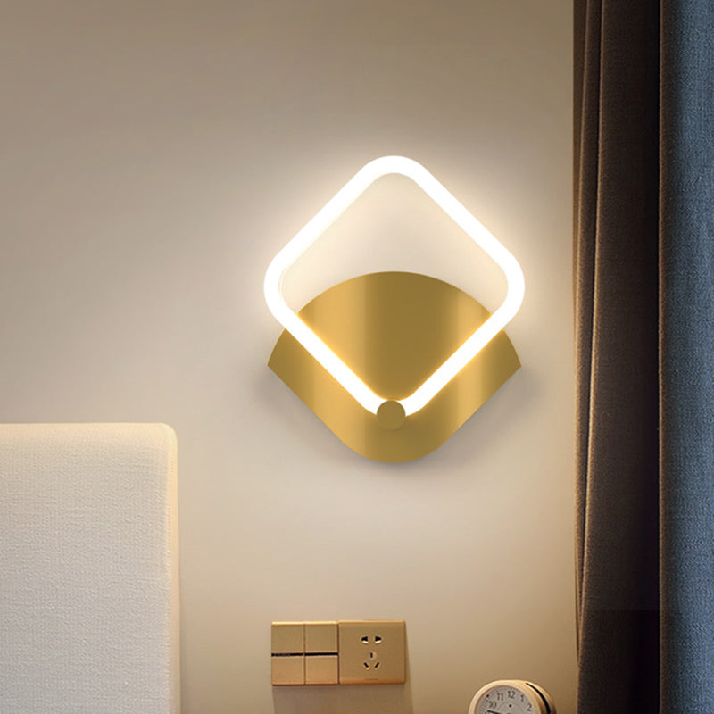 Gold LED Rhombus Flush Wall Sconce Modernism Acrylic Wall Lighting Ideas in Warm/White Light Gold Clearhalo 'Cast Iron' 'Glass' 'Industrial' 'Modern wall lights' 'Modern' 'Tiffany' 'Traditional wall lights' 'Wall Lamps & Sconces' 'Wall Lights' Lighting' 1771505