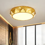 Contemporary LED Ceiling Light White/Gold Finish Round Crystal Flush Mount Lamp with Acrylic Shade Clearhalo 'Ceiling Lights' 'Close To Ceiling Lights' 'Close to ceiling' 'Flush mount' Lighting' 1771539