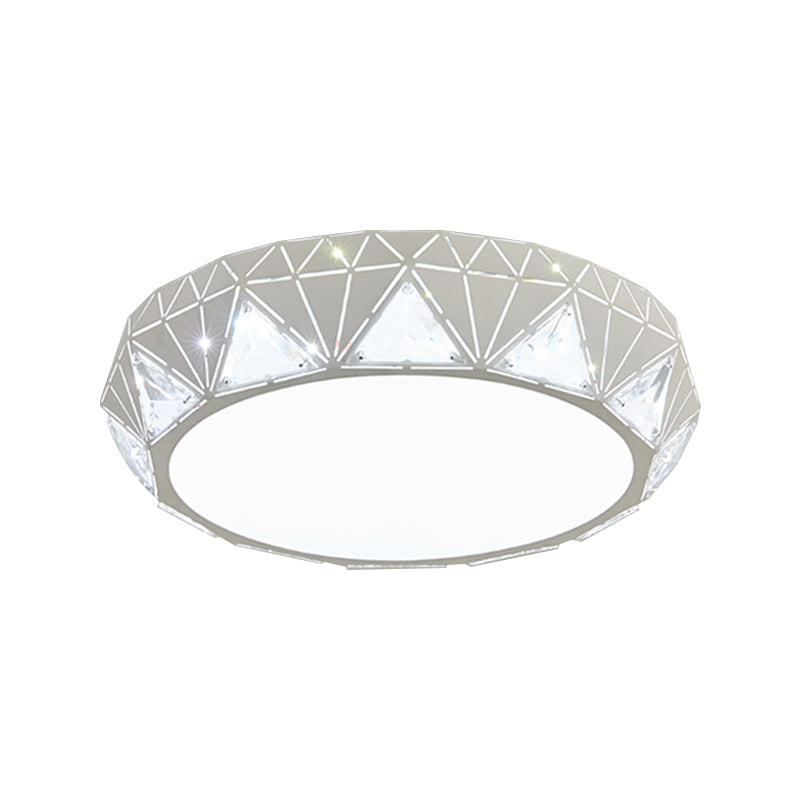 Contemporary LED Ceiling Light White/Gold Finish Round Crystal Flush Mount Lamp with Acrylic Shade Clearhalo 'Ceiling Lights' 'Close To Ceiling Lights' 'Close to ceiling' 'Flush mount' Lighting' 1771544