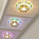 Faceted Crystal Blossom Ceiling Light Modern Style LED Flushmount Lighting in Chrome, Warm/White/Blue Light Chrome Clearhalo 'Ceiling Lights' 'Close To Ceiling Lights' 'Close to ceiling' 'Flush mount' Lighting' 1771588