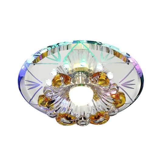 Faceted Crystal Blossom Ceiling Light Modern Style LED Flushmount Lighting in Chrome, Warm/White/Blue Light Clearhalo 'Ceiling Lights' 'Close To Ceiling Lights' 'Close to ceiling' 'Flush mount' Lighting' 1771590