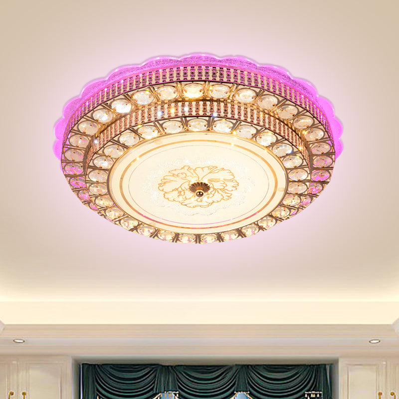 Modernist Tiered Ceiling Flush Beveled Crystal Living Room LED Flush Mount Fixture in Gold with Flower Pattern Gold Clearhalo 'Ceiling Lights' 'Close To Ceiling Lights' 'Close to ceiling' 'Flush mount' Lighting' 1771612