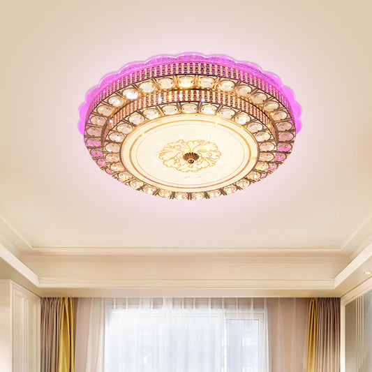 Modernist Tiered Ceiling Flush Beveled Crystal Living Room LED Flush Mount Fixture in Gold with Flower Pattern Clearhalo 'Ceiling Lights' 'Close To Ceiling Lights' 'Close to ceiling' 'Flush mount' Lighting' 1771613