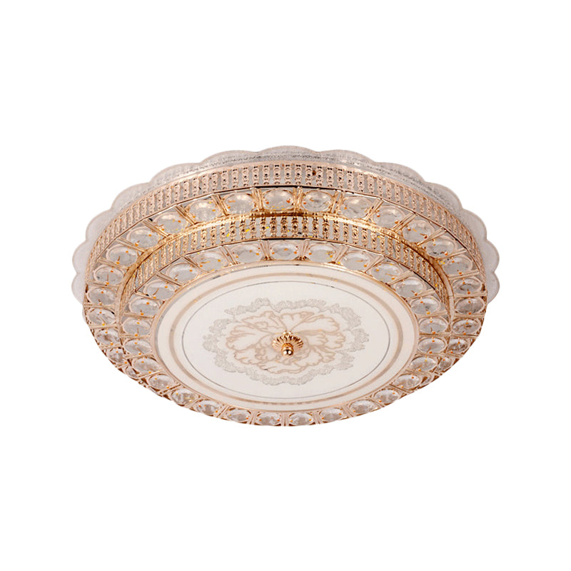 Modernist Tiered Ceiling Flush Beveled Crystal Living Room LED Flush Mount Fixture in Gold with Flower Pattern Clearhalo 'Ceiling Lights' 'Close To Ceiling Lights' 'Close to ceiling' 'Flush mount' Lighting' 1771614