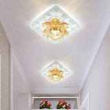 Amber Crystal Lotus Flush Ceiling Light Modern LED Flush Mount Lighting in Warm/White Light with Peacock Pattern Amber Clearhalo 'Ceiling Lights' 'Close To Ceiling Lights' 'Close to ceiling' 'Flush mount' Lighting' 1771628