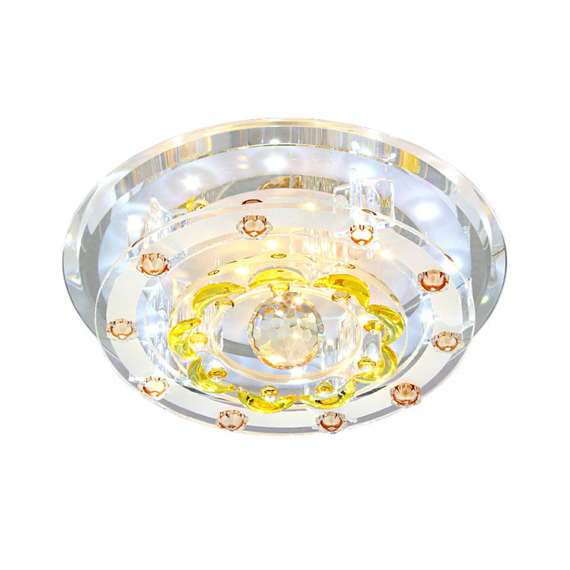 LED Corridor Ceiling Light Modern Chrome Flush Mount Fixture with Floral Crystal Shade Clearhalo 'Ceiling Lights' 'Close To Ceiling Lights' 'Close to ceiling' 'Flush mount' Lighting' 1771642