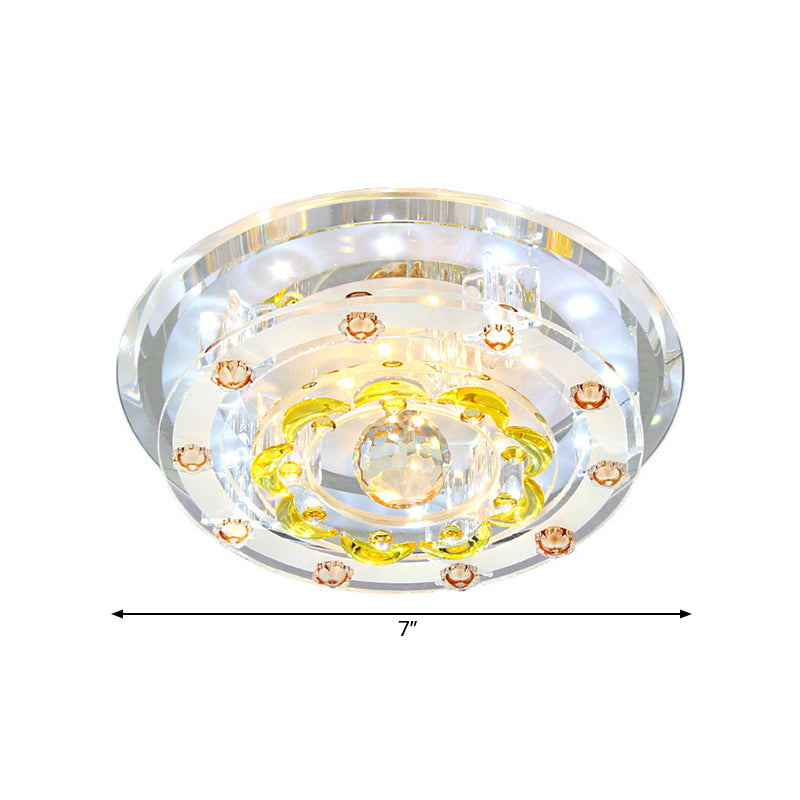 LED Corridor Ceiling Light Modern Chrome Flush Mount Fixture with Floral Crystal Shade Clearhalo 'Ceiling Lights' 'Close To Ceiling Lights' 'Close to ceiling' 'Flush mount' Lighting' 1771643