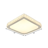 LED Bedroom Flush Light Fixture Simple Chrome Close to Ceiling Lamp with Square Crystal Shade Clearhalo 'Ceiling Lights' 'Close To Ceiling Lights' 'Close to ceiling' 'Flush mount' Lighting' 1771647