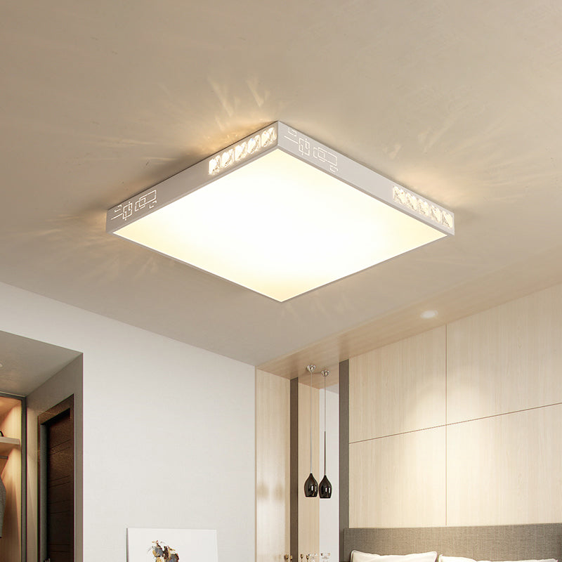 Contemporary Square Ceiling Flush Acrylic 16"/19.5" Wide LED Bedroom Flushmount Light in White Clearhalo 'Ceiling Lights' 'Close To Ceiling Lights' 'Close to ceiling' 'Flush mount' Lighting' 1771690