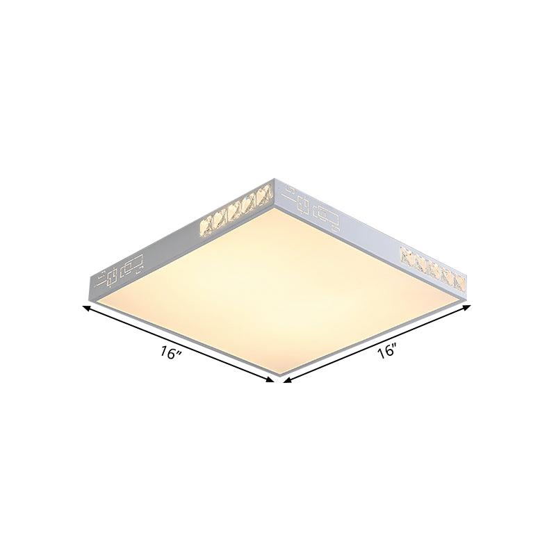 Contemporary Square Ceiling Flush Acrylic 16"/19.5" Wide LED Bedroom Flushmount Light in White Clearhalo 'Ceiling Lights' 'Close To Ceiling Lights' 'Close to ceiling' 'Flush mount' Lighting' 1771692