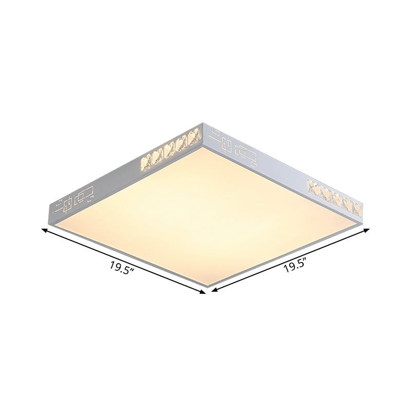 Contemporary Square Ceiling Flush Acrylic 16"/19.5" Wide LED Bedroom Flushmount Light in White Clearhalo 'Ceiling Lights' 'Close To Ceiling Lights' 'Close to ceiling' 'Flush mount' Lighting' 1771693