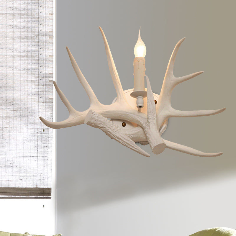 1 Light Living Room Wall Sconce Lighting Modern White Wall Mount Lamp with Antler Resin Shade White Clearhalo 'Modern wall lights' 'Modern' 'Wall Lamps & Sconces' 'Wall Lights' Lighting' 1771840