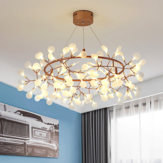 Branch Chandelier Light Fixture with Leaf Deco Modern Style Acrylic and Metal 81/108 Lights Gold Hanging Lamp 108 Gold Clearhalo 'Ceiling Lights' 'Chandeliers' 'Modern Chandeliers' 'Modern' Lighting' 1771843