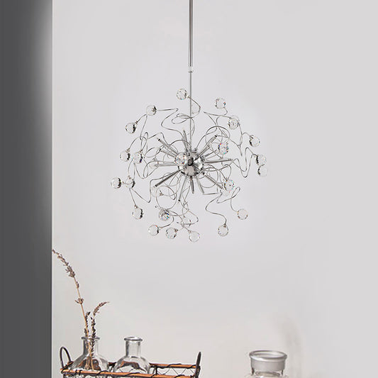 Sphere Chandelier Pendant Light Contemporary Crystal LED Silver Hanging Pendant Lamp in White/Warm Silver Clearhalo 'Ceiling Lights' 'Chandeliers' 'Modern Chandeliers' 'Modern' Lighting' 1771845