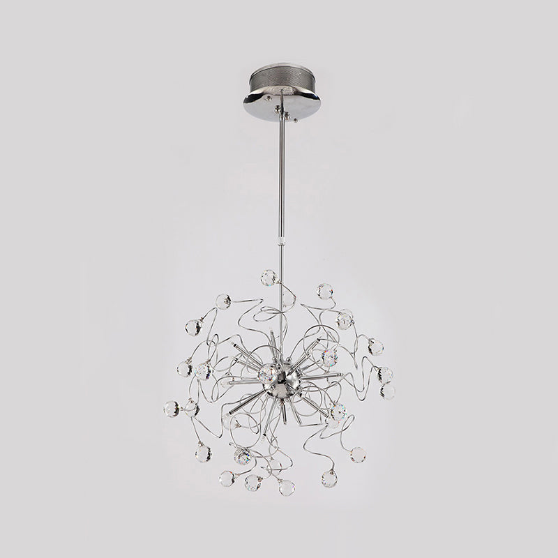 Sphere Chandelier Pendant Light Contemporary Crystal LED Silver Hanging Pendant Lamp in White/Warm Clearhalo 'Ceiling Lights' 'Chandeliers' 'Modern Chandeliers' 'Modern' Lighting' 1771848