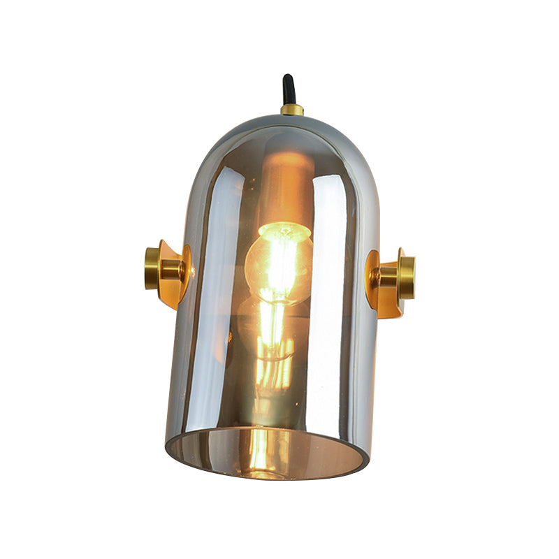 Swivel Shade Cloche Bedside Sconce Ideas Amber/Smoke Glass 1 Bulb Vintage Wall Mounted Light Clearhalo 'Cast Iron' 'Glass' 'Industrial' 'Modern wall lights' 'Modern' 'Tiffany' 'Traditional wall lights' 'Wall Lamps & Sconces' 'Wall Lights' Lighting' 1772751